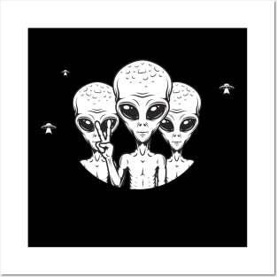 Aliens (we come in peace) UFO Posters and Art